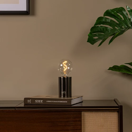 Lucide VIVO - Rechargeable Table lamp - Battery pack - Ø 8 cm - LED Dim. - E27 - 1x1W 2700K - Satin Gun Metal - atmosphere 1